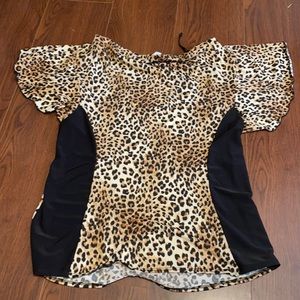Cheetah print off the shoulder shirt